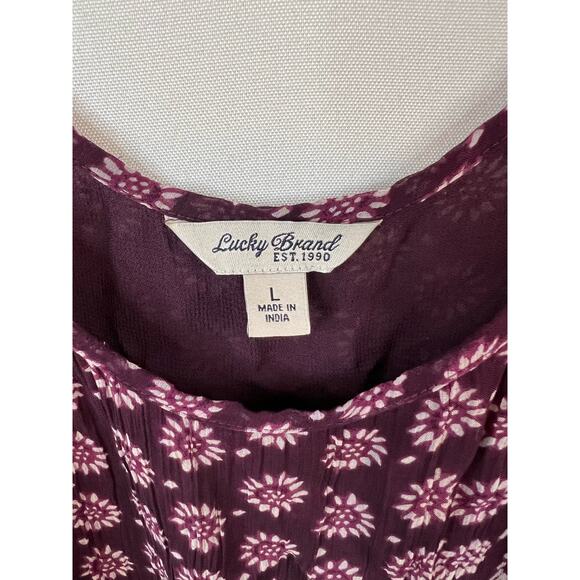 Lucky Brand Purple Floral Cold Shoulder Top - Size Large - Picture 2 of 4